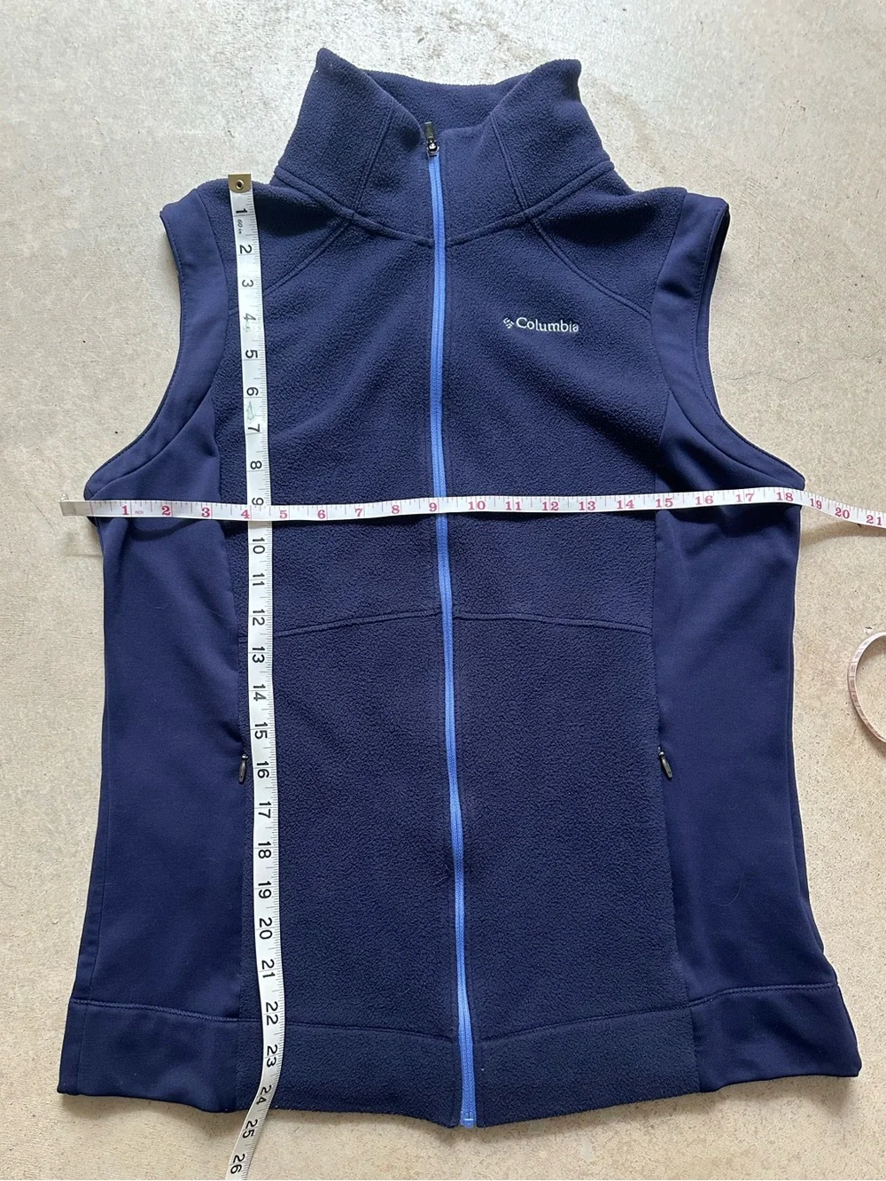 Columbia Omni-Shield Fleece Softshell Vest Women’s L Blue Full Zip Outdoor